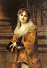 Charles Louis Lucien Muller Canvas Paintings - A Young Woman Outside a Church